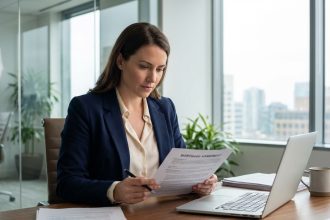 Femme professionnelle en réunion immobiliere