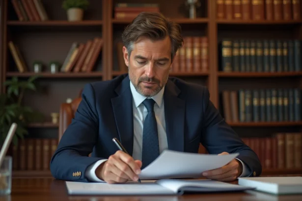 Homme en costume dans un bureau professionnel chaleureux