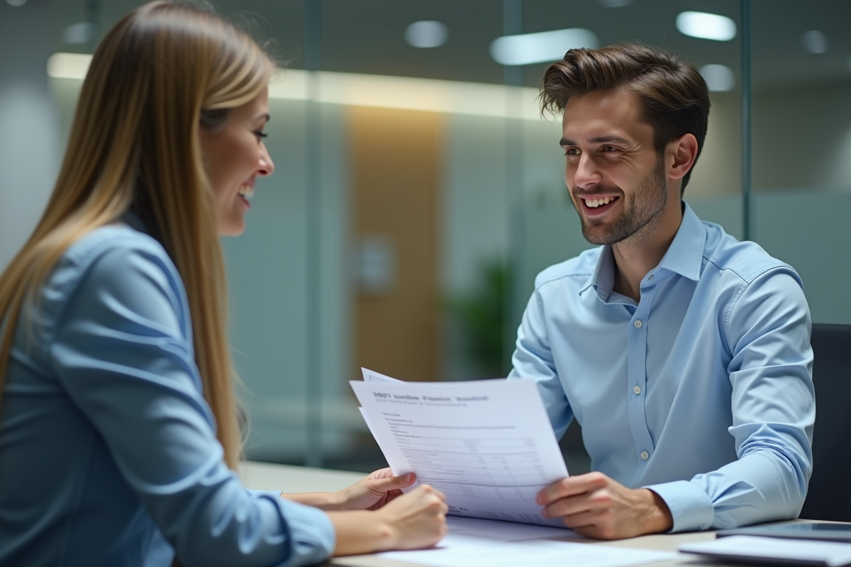 Homme discutant de son rapport de credit avec un conseiller