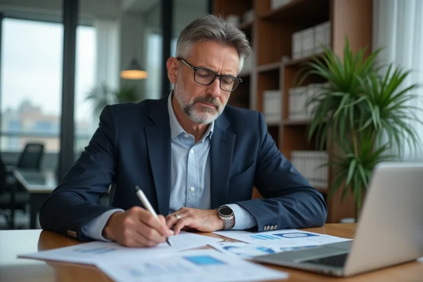 Homme d'affaires analysant un portefeuille financier