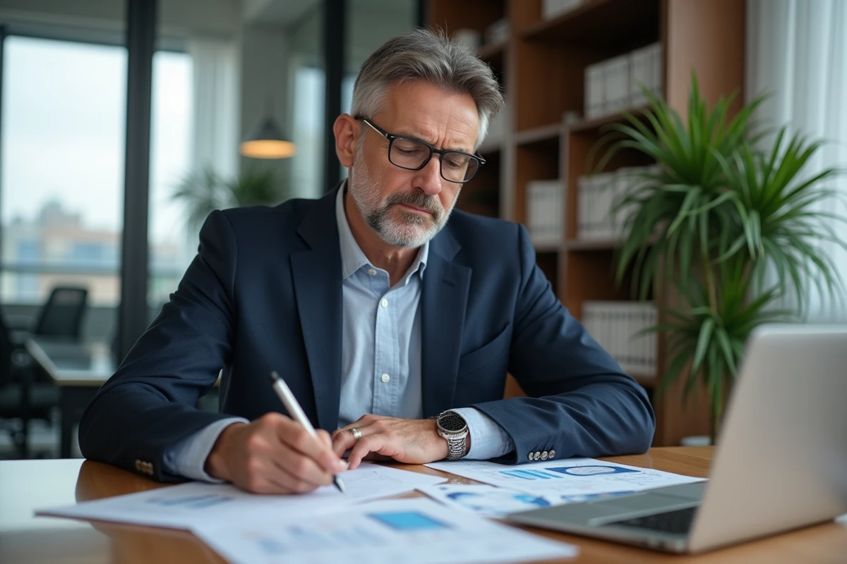 Homme d'affaires analysant un portefeuille financier