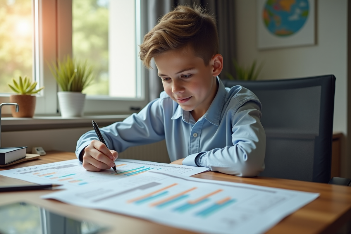 Jeune professionnel analysant son budget mensuel à domicile