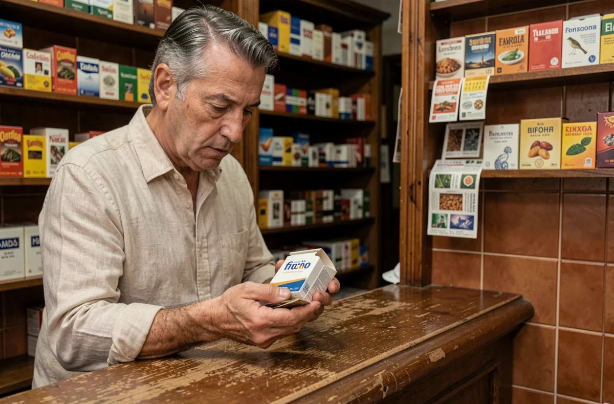 Un homme espagnol dans un estanco de Madrid tenant un paquet de cigarettes et des pièces en euros, illustrant les prix du tabac en Espagne