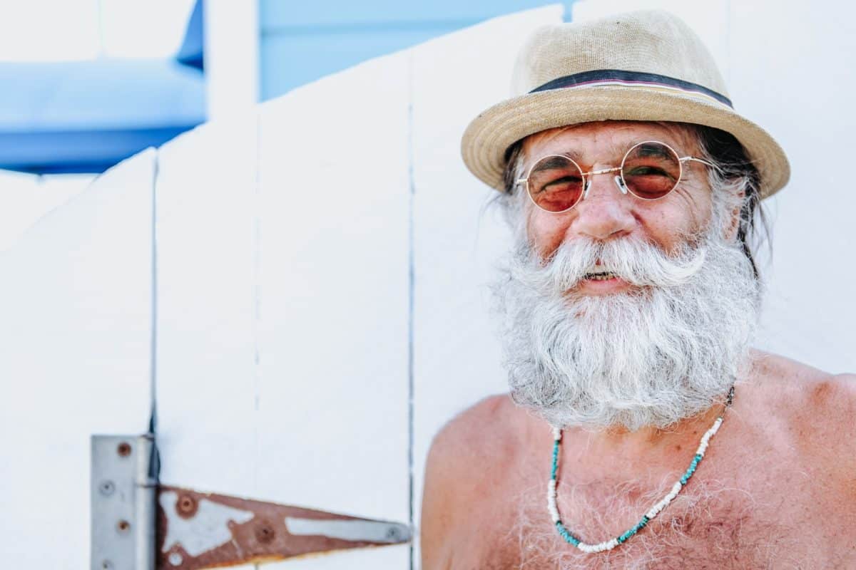 a man with a white beard and hat